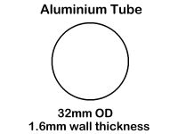 4307 - 32mm x 1.6 wall aluminium tube lengths